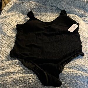 Classic Black One Piece Swimsuit with Scoop Neckline